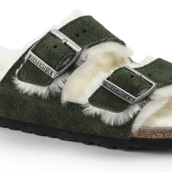 Birkenstock Men\'s Arizona Shearling Suede Mt V Green Sandals US11 EU44 1021585 main image 5